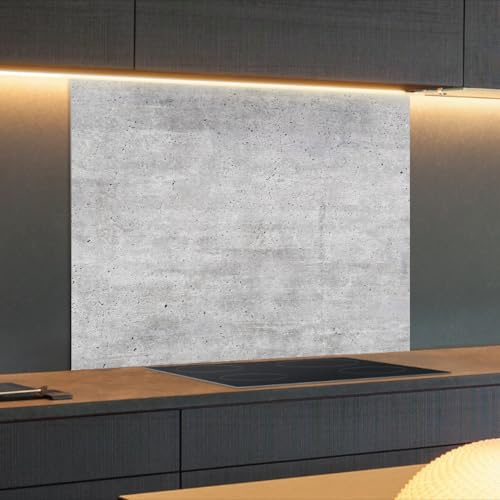 Spritzschutz Küchenrückwand Alu Matt 100 x 50 x 0,3 cm Graue Betonwand, Küchenwand Wandschutz, Herd Spritzschutz, Rückwand Küche, Pfannenspritzschutz - RUECKWAND24