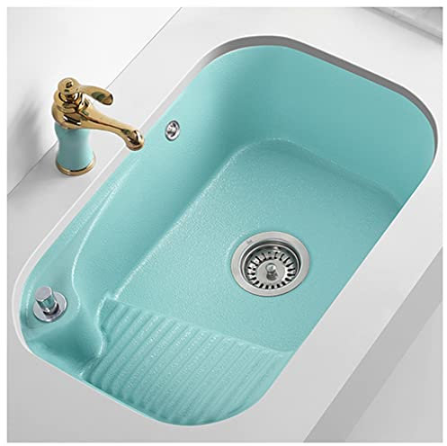 Éviers de cuisine, grand lavabo de salle de bain sous plan 25 x 16 pouces, lavabo de salle de bain en céramique de couleur avec lavabo sous comptoir avec robinet (E 62 * 41 * 20 cm) (C 62 * 41 *