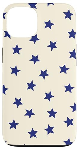 Blue Stars Random Ditsy Pattern Cream Background Aesthetic Case for iPhone 13