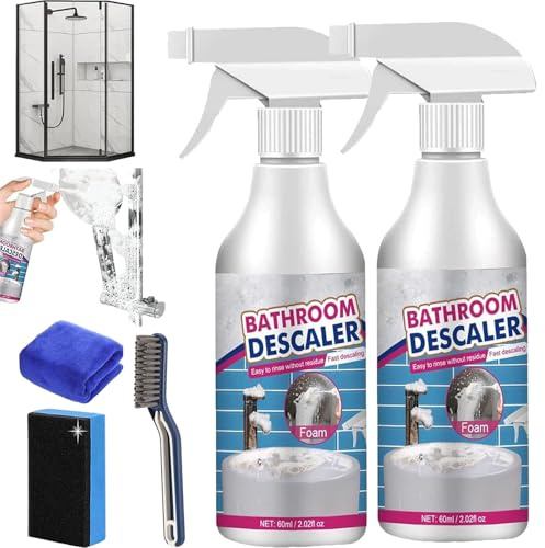 Lifesunny - Detergente in schiuma anticalcare per bagno, multiuso, per bagno, macchie ostinate, per porta della doccia, WC, lavandino, vasca da bagno (2 pezzi)