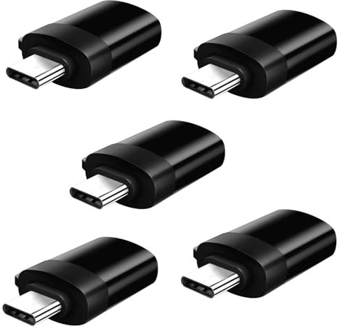 GADIRIA Pack de 5 Adaptadores USB C a USB, Adaptador OTG USB-C Macho a USB-A 3.0 Hembra Compatible con MacBook Air, iPad Air, Samsung Galaxy, Teléfonos Tipo-C. Negro