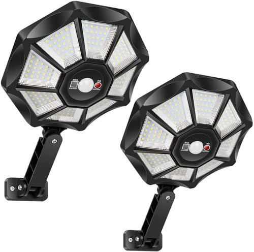 VOPHICHO Lampadaire Solaire Exterieur, 6500K Lampes Solaires Extérieur avec Télécommande e Detecteur de Mouvement, Étanche IP65 Spot Solaire Eclairage de Jardin pour Allée Terrasse Patio Garage
