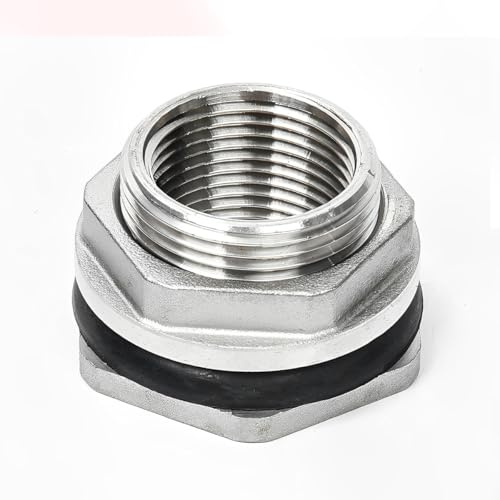 Edelstahl-Schottverschraubung for Gartenschläuche, 1/2 Zoll, 3/4 Zoll, 1 Zoll, 1-1/4 Zoll, 1-1/2 Zoll, 2 Zoll BSP-Innengewinde, SUS304-Rohr, einzelne lose Schlüssel-Drehverschraubung, Mutter, Wasserta