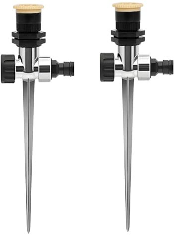 Ajuanbazha 2 Piezas Aspersores de Riego para Jardín, Boquilla Circular Ajustable 0°-360°, Aspersores de Riego Cesped para Césped, Plantas y Huertos