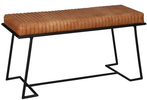 Marrakesch Industrial Sitzbank Schuhbank aus Leder 100cm groß | Vintage Bank Lederbank Braun als Schlafzimmer oder Esszimmer Deko | Retro Polsterbank Garderobenbank Adeva als Sitzgelegenheit im Flur