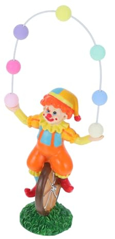 JUMPLAWN Clown Riding Unicycle Statue Lustige Clown Figur aus Resin Juggling Deko für Zuhause Garten Einzigartige Skulptur für Karneval und Feste Vielseitige Dekoration für Stil