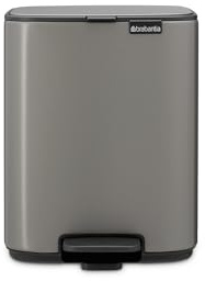 Brabantia Bo Pedal Bin 7L (Platinum), Soft Closing Waste Bin with Light Pedal Operation, Easy to Clean Removable Plastic Inner Bucket with Free PerfectFit Rubbish Bags Included
