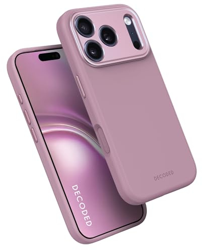 Decoded Silikonhülle für iPhone 17 Pro Max, Premium Soft-Touch, Antibakterielle Beschichtung, MagSafe Kompatibel, Fallschutz, Kratzfest, Metallknöpfe, Fester Griff, Rosa
