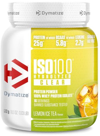 Dymatize ISO 100 Hydrolized Clear Lemon Ice Tea 512g Whey Protein Powder