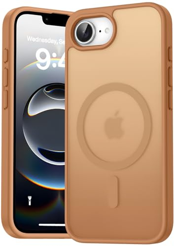 Natiiozie Magnetisch Hülle Kompatibel mit iPhone 17e/iPhone 16e, [Militärnorm Schutz] Stoßfest Kratzfest Schutzhülle, Matt Durchsichtig Nie Vergilbung Rückseite Case Brown