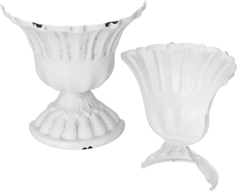 TOGEVAL Lot de 2 Demi-Vases en Métal Style Vintage Cache-Pots Muraux Décoratifs en Fer Vieilli Porte-Plantes Décoratif pour Arrangements Floraux et Décoration Rustique D’Intérieur