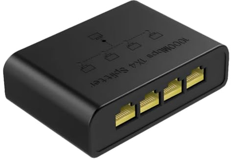 Cpolebev Concentrador de Red RJ45, Convertidor de 1 Entrada y 4 Salidas, Concentrador de Conmutador Ethernet Gigabit de 1000 Mbps, Divisor de Cables, Adaptador de Extensión LAN para PC.