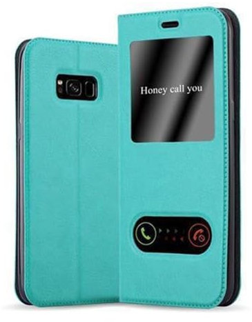 cadorabo Coque pour Samsung Galaxy S8 en Turquoise Menthe - Housse Protection avec Stand Horizontal et Deux Fenêtres - Portefeuille Etui Poche Folio Case Cover