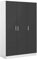 Reflect - 3 Door PLAIN Wardrobe with 4 Shelves and Handing Rail for Bedroom (H: 180cm x W: 113cm x D: 47cm) (Grey Gloss/Matt White)