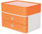 HAN Schubladenbox Allison SMART-BOX plus mit 2 Schubladen, Trennwand sowie Utensilienbox, Kabelführung, stapelbar, Büro, Schreibtisch möbelschonende Gummifüße, 1100-81, hochglänzend apricot orange