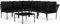 vidaXL Gartenmöbel 6-TLG. mit Auflagen Gartenset Sitzgruppe Garten Garnitur Lounge Sofa Gartensofa Sitzgarnitur Couchtisch Schwarz PVC