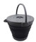 SAMMART 10L Collapsible Fishing Bucket with Locking Lid - Portable Plastic Water Pail-Space Saving Outdoor Waterpot (Grey/Black)