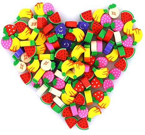 Molain Mini-Bleistift-Radiergummis, niedlicher Tier-Radiergummi, Mini-Neuheit, Radiergummis für Partygeschenke, Hausaufgaben, Belohnungen, Geschenk, 100 Stück (Obst)