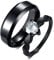 Gualiy Ring Für Männer Frauen Edelstahl, Verlobungsring Zweifarbig 6MM Schwarzer Ring, Ring mit Zirkonia Herz Ring Paare Damen 54 (17.2) & Herren 65 (20.7)