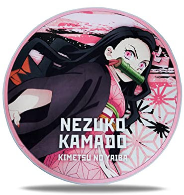 Roffatide Anime Demon Slayer Runder Teppich für Mädchen Decke Teppich Fußmatten Rosa Kamado Nezuko Teppich für Zuhause 100x100 cm