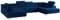 MKS MEBLE Sofa Blau Wohnzimmer - Wohnlandschaft - U-Form Couch mit Schlaffunktion - Schlafsofa mit Bettkasten - Wohnzimmer U Couch - Polstersofa mit Bettkasten - Gustaw U Marineblau Monolith