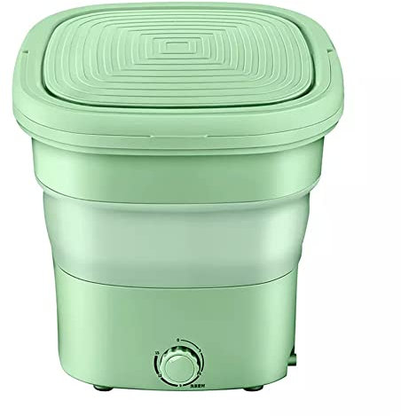 Lavatrice Portatile Mini Asciugatrice Elettrico Basso Consumo Centrifuga Salvaspazio Blu Ray 260w Pieghevole (Verde,Luce Blu + Cesto di disidratazione)