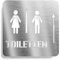 Urhome Toilette Pfeil oben Hinweisschild aus V2A Edelstahl - Laserschnitt Gravur Türschild - Schild für Wand Tür - Herren Damen Toilette WC geradeaus Infoschild für Innen Außen