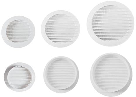 White Circular Ventilation Grille with Flyscreen - Round Air Vent 125mm – 5 inch Rear Spigot - Vent Cover for Bathroom, Kitchen, Wall, Ceiling, Ducting, Pipes - Louvered Grill. Set by MYPURECORE