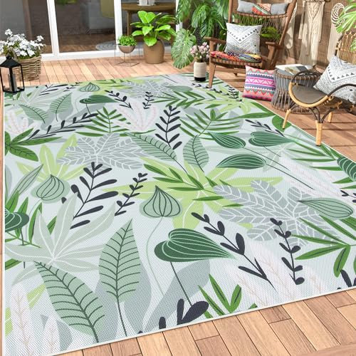 Lahome Leaf Teppich für drinnen und draußen, rutschfest, für Camping, Picknick, weicher Outdoor-Teppich für Balkon, Terrasse, Hinterhof, waschbar, Wohnmobil-Outdoor-Teppiche für Wohnzimmer,