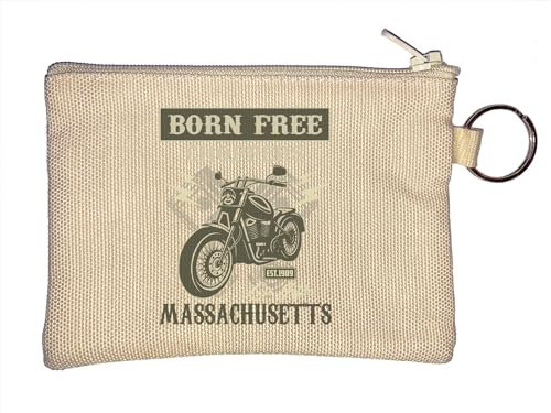 Born Free Choppers Massachusetts Lets Ride Key Chain Coin Purse Beige