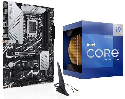 Micro Centel Intel Core i9-12900K Procesador de escritorio de 16 núcleos (8P+8E) de hasta 5,2 GHz con paquete de gráficos integrado con placa base ASUS Prime Z790-V AX WiFi DDR5
