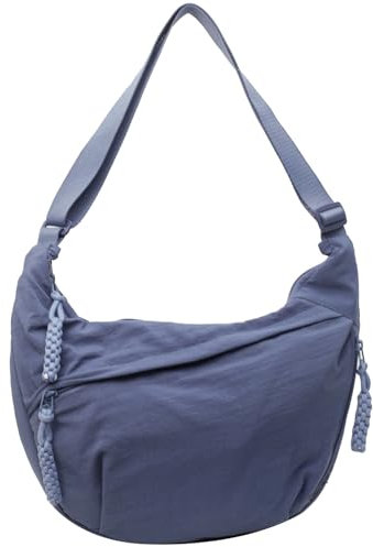 Sanxiner Borse a tracolla a mezzaluna da donna, borsa morbida in nylon, capiente, borse a tracolla di tendenza (1 blu)
