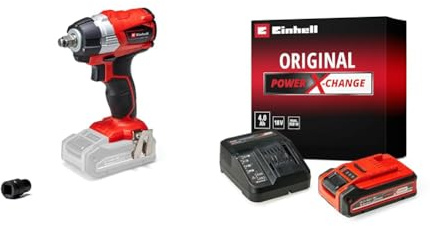 Einhell Professional Akku-Schlagschrauber TP-CW 18 Li BL Power X-Change (18 V, 215 Nm, Brushless, Außenvierkant-Aufnahme, Bit-Adapter, LED-Licht, inkl. 4,0 Ah Akku + Ladegerät)