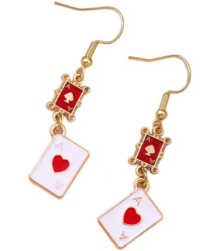 Clyhon Poker-Ohrringe für Frauen & Mädchen - Hypoallergene Queen Of Hearts Design - Einzigartig & Eleganter Charme für jeden Anlass - Geschenk zum Valentinstag
