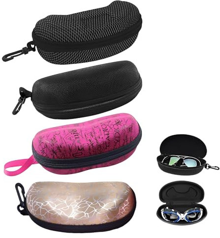 Bootoow Brillenetui, 4 Stück Sonnenbrillen Aufbewahrungskiste, Eva Universal Mit Karabinerhaken, Hardcase, Tragbare Kratzfeste Brillenorganizer, Hartschale
