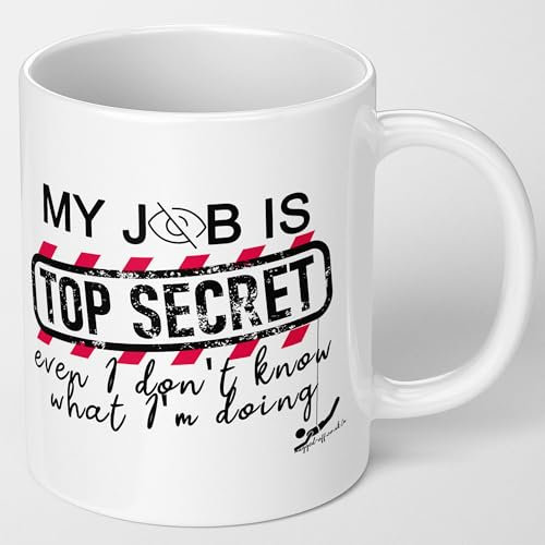 Ideal Office Gifts My Job is top Secret Mug Secret Santa Gifts idea Funny Coffee Work Mug Gift for Work Colleagues Funny Present