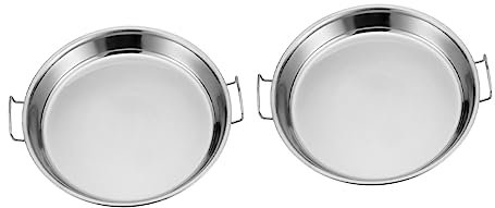 Cabilock 2St Platte Paellapfanne aus Stahl Dampfuntersetzer Kreuzschlüssel runder Dampfgarer anzuchtschalen bauchläden kuchen teller dampfendes Gericht kalter Nudelteller Rostfreier Stahl