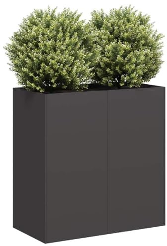 vidaXL Fioriera Nera 80x40x80 cm in Acciaio Laminato a Freddo, Vaso per Piante, Supporto per Piante, Letto rialzato, Supporto per fioriera