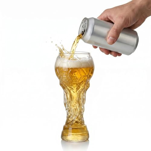 Jinfanshurich Weltmeisterschaft 2026 Bierglas Fußball Design 600ml, Kreativer Bierkrug in Pokal Form, Trinkglas für Bier & Cocktails, WM Party Glas für Fußballfans, Bar Zubehör & Geschenkidee