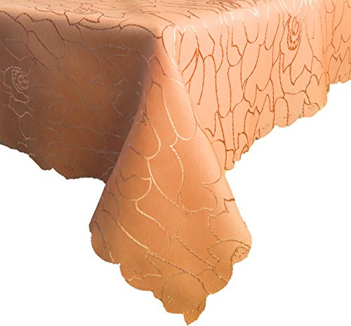 Damast Tischdecke 110x160cm Tischtuch Tischwäsche Tafeltuch Jacquard Oval Silver (Terracotta)
