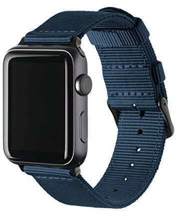Archer Watch Straps - Premium Nylon Uhrenarmbänder für Apple Watch (Navy Blau/Schwarz, 40/41/42mm)
