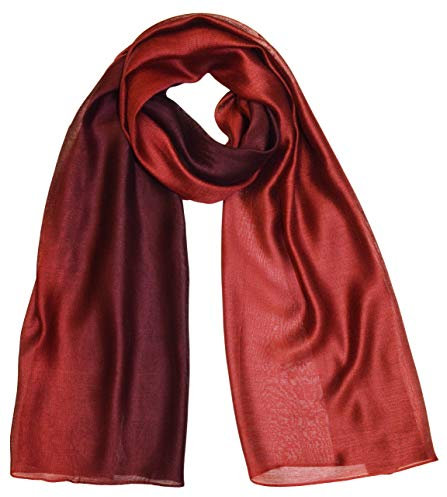 thb Richter Seidenschal Seide Tuch Schals Tücher Stola Silk Farbverlauf Einfarbig uni Halstuch 190cm X 85cm (Weinrot)