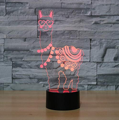 HPBN8 Ltd 3D Schafe Alpaka Optical Illusions LED Lampen Tolle 7 Farbwechsel Berühren Tabelle Schreibtisch-Nacht Licht Mit USB-Kabel für Kinder Schlafzimmer Geburtstagsgeschenke Geschenk