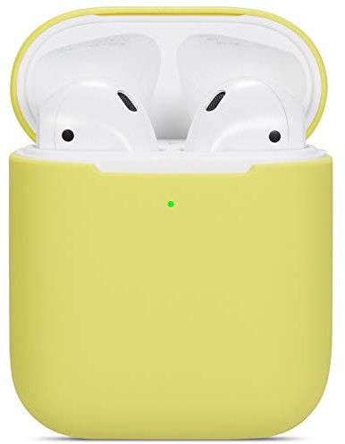 Protector Compatible para Apple Airpods 2 y 1 - Estuche Ultradelgado de Silicona Suave a Prueba de Golpes, Accesorios de Protección Antideslizante para Carga - Amarillo