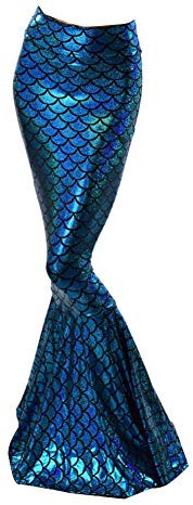 Guiran Damen Rock Maxirock Pailletten Meerjungfrau Schwanz Kostüm Karneval Fasching Party Kleid Blau S