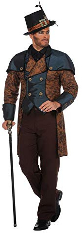 shoperama Steampunk Herren Anzug Braun/Blau Gehrock Hose Kostüm viktorianisch hochwertig Mantel Jacke viktorianisch Industrial