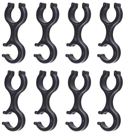 8 stücke Alpenstock Handschellen Form Clips Gehäuse Schlauchführung für Outdoor Spazierstock (Schwarz)