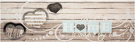 Zala Living Cook & Clean Läufer – rutschfest Teppichläufer Flachgewebe Kurzflor Teppich Küchenteppich Waschbar Küchenläufer Home is Where The Heart is für Flur, Küche – Creme Grau, 45x140cm