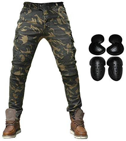 Pantalones de motociclista con rodilleras de armadura extraíbles