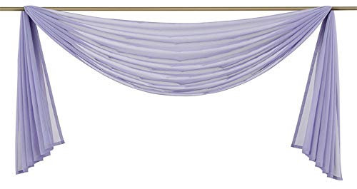 CULASIGN 1 Stück Voile Vorhang Transparent - Querbehang Stores Gardinen Schals Himmelbett Hochzeit Dekoschals Vorhänge Schals (Lila,HxB 145x400cm)